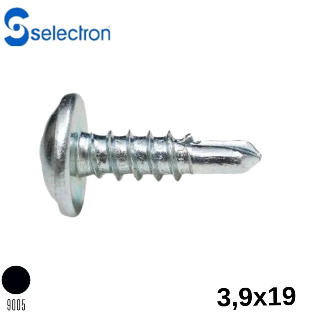 Selectron 3,9X19 Geniş Pul Başlı Matkap Uçlu Vida Siyah 1000 Ad.