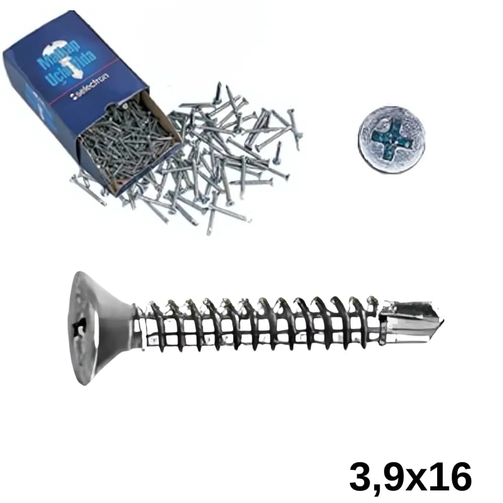 Selectron 3,9X16 Yıldız Havşa Başlı Matkap Uçlu Vida 4000 Ad.
