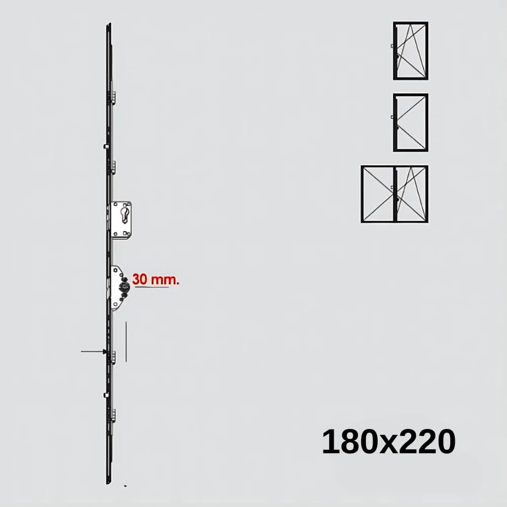 Kale 1800-2200 Çift Açıl. İspanyoleti Kilitlenebilir 30/1880 1-11118-18
