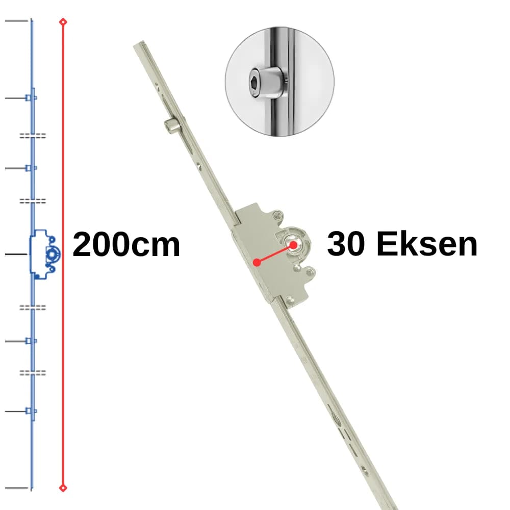 Endow 2000 mm Tek Açılım (Geniş) İspanyoleti Zamak 30 mm