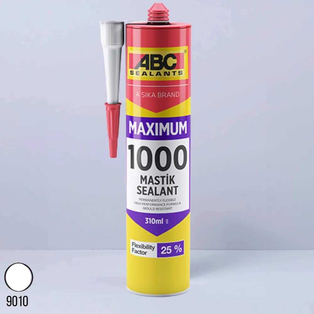ABC 1000'lik Silikonlu Mastik Maximum Ultra Beyaz