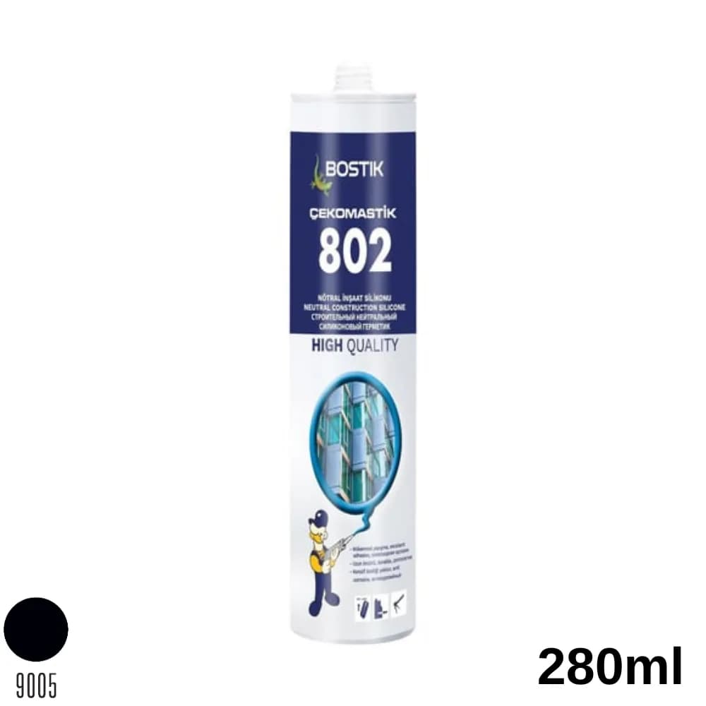 Bostik 802 Nötr Cephe Silikon 280 ml Siyah